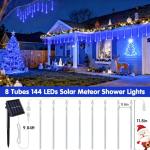 Blue Solar Meteor Shower Lights for Outdoor Holiday Fun