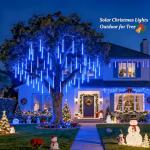 Blue Solar Meteor Shower Lights for Outdoor Holiday Fun