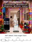 Color Changing Music Sync Christmas Lights, 66FT 200LED