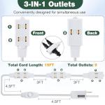15 Ft White Extension Cord with 9 Outlets