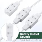 15 Ft White Extension Cord with 9 Outlets