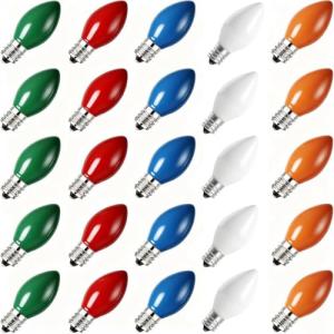 25 Pack C7 Multicolor Christmas Music Sync Bulbs