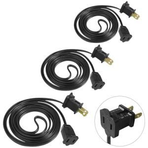3 Pack of 6ft Black Extension Cords