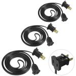 3 Pack of 6ft Black Extension Cords