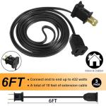3 Pack of 6ft Black Extension Cords