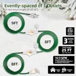 25 FT Outdoor Power Cord for Holiday Lights