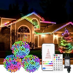 Smart Music Sync Christmas Lights, 196ft RGB String