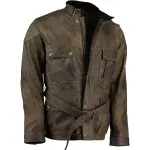 Men's Premium Olive Green Benjamin Button Long Leather Jacket