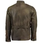 Men's Premium Olive Green Benjamin Button Long Leather Jacket
