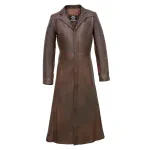 Matrix Neo Brown Leather Trench Long Coat - Men's Long Trench Coat Gothic Style