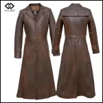 Matrix Neo Brown Leather Trench Long Coat - Men's Long Trench Coat Gothic Style