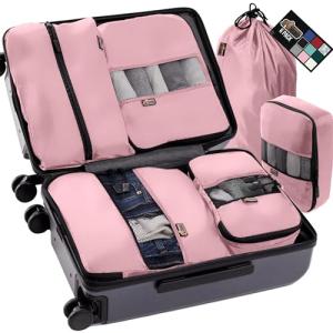 Gorilla Grip 6-Piece Packing Cubes Set, Pink