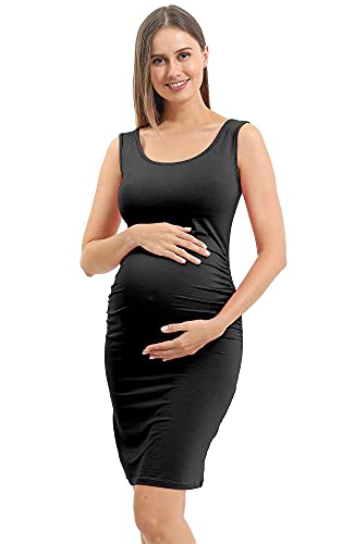 Summer Sleeveless Maternity Dress - Black