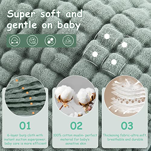 Soft and Absorbent Muslin Burp Cloths - 6 Pack