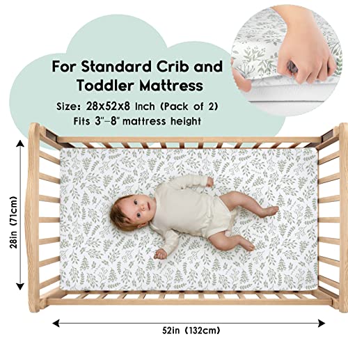 Yoofoss 2 Pack Fitted Crib Sheets, Super Soft Baby Sheet