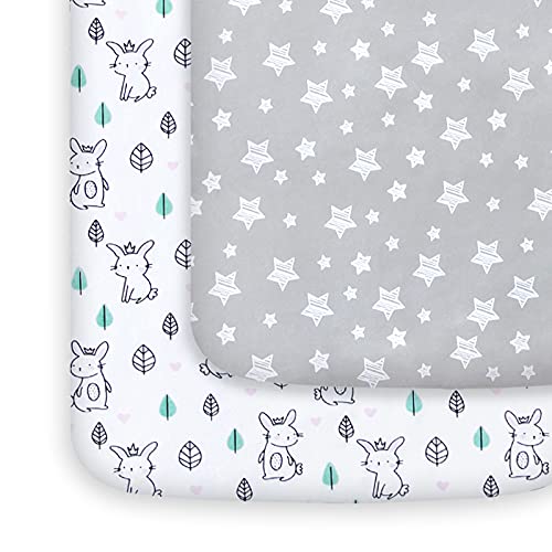 2 Pack Mini Crib Sheets, Stretchy Playard Fitted