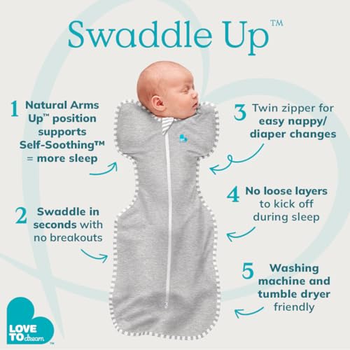 Love to Dream Swaddle UP, Better Sleep, Gray, Small