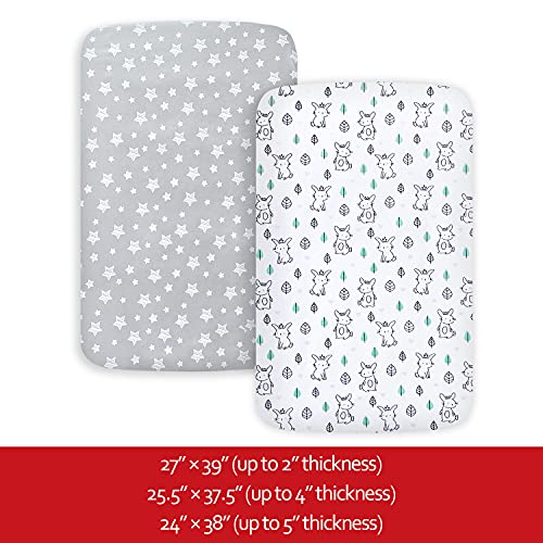 2 Pack Mini Crib Sheets, Stretchy Playard Fitted