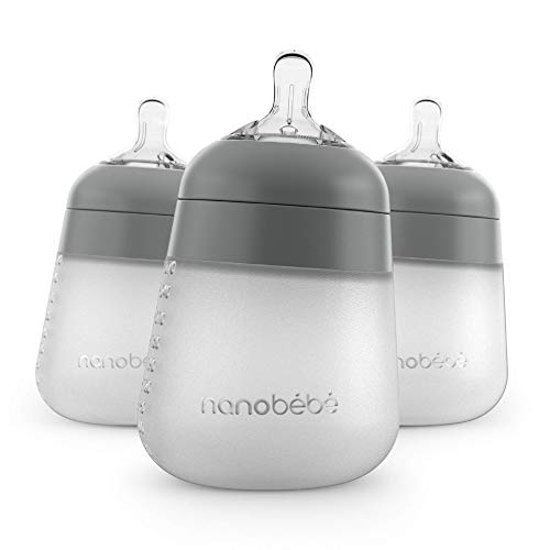Nanobébé Silicone Baby Bottle, Anti-Colic, Natural 9oz