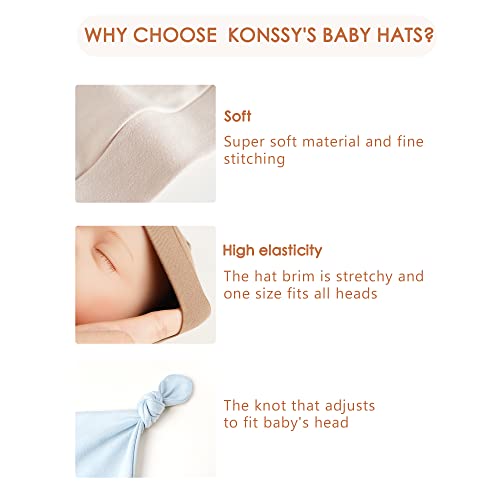 8 Pack Soft Baby Knot Beanie Hats 0-6 Months
