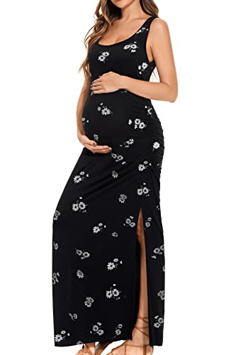 Split Maternity Dress Ruched Pregnancy Clothes Medium