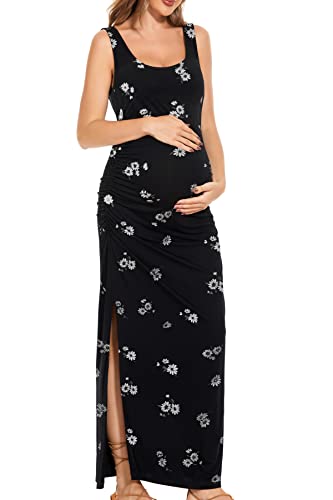 Split Maternity Dress Ruched Pregnancy Clothes Medium