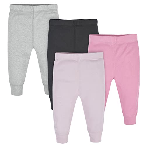 Gerber Baby Girls 3-Pack Leggings, Pink/Black/Gray, 3-6 Months