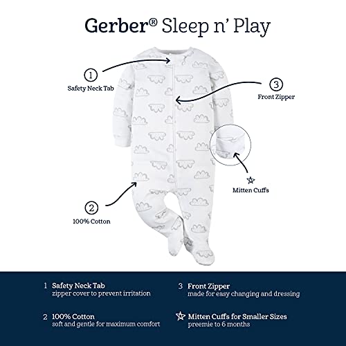 Gerber Baby 4 Pack Sleep 'N Play - Clouds/Elephant 0-3M