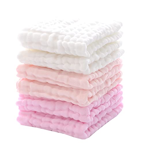 MUKIN Baby Washcloths - Soft Face Towels for Newborns (Pink)