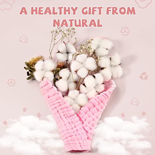 MUKIN Baby Washcloths - Soft Face Towels for Newborns (Pink)