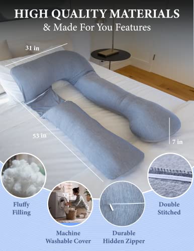 Pharmedoc U-Shape Pregnancy Pillow - Cooling Grey Cover