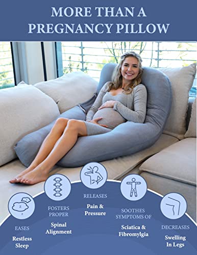 Pharmedoc U-Shape Pregnancy Pillow - Cooling Grey Cover