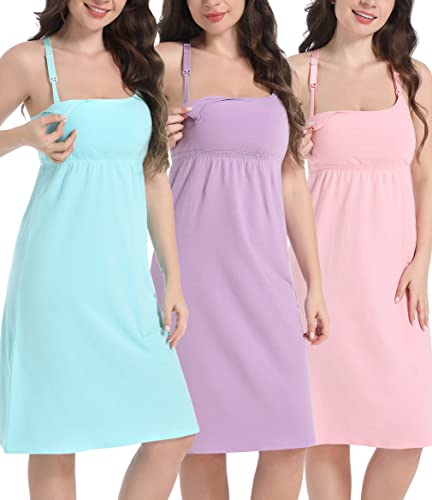Maternity Nursing Tank Tops Nightgown - 3-Pack
