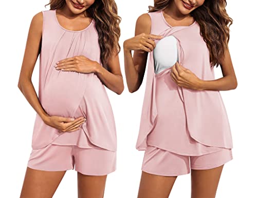 Pink XL 2 Piece Nursing PJ Sets for Maternity