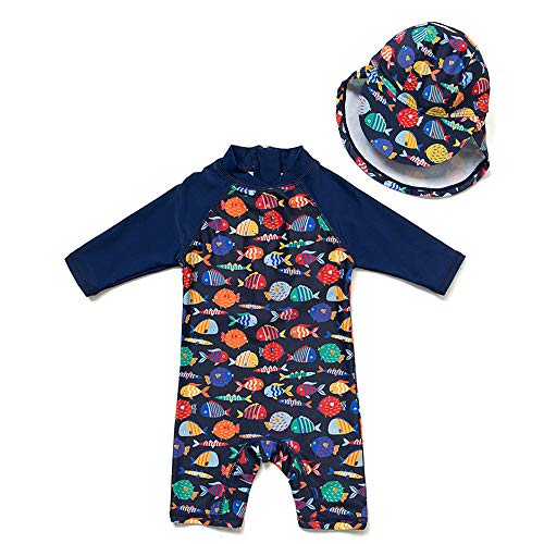 Baby Boy Long Sleeve Swimsuit Rashguard, Colorful Fish
