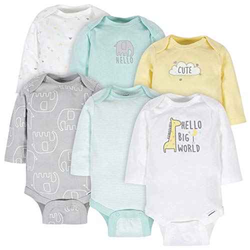 Gerber Baby Long-Sleeve Onesies - Animals Green