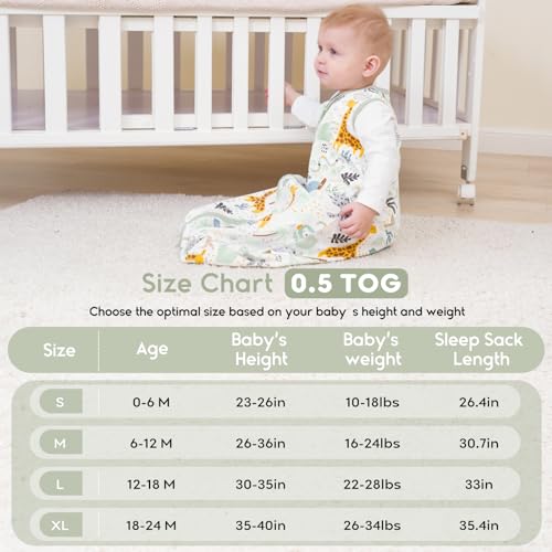 Yoofoss 0.5 TOG Baby Sleep Sack, Giraffe Design
