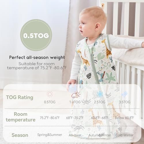 Yoofoss 0.5 TOG Baby Sleep Sack, Giraffe Design