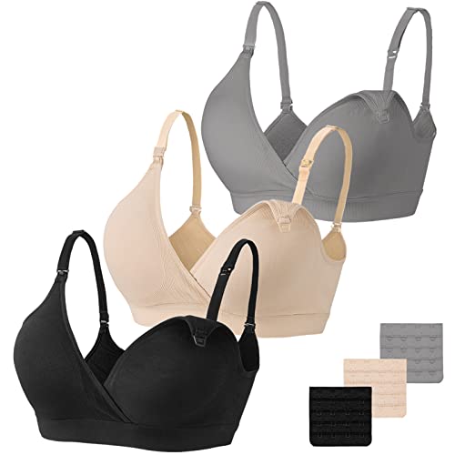 Vinfact Nursing Bra 3-Pack Seamless V-Neck Maternity Bra