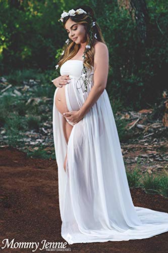 White Off Shoulder Maternity Dress for Photoshoot