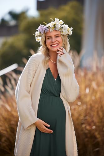 Ekouaer 3 in 1 Maternity/Nursing Nightgown, Dark Green