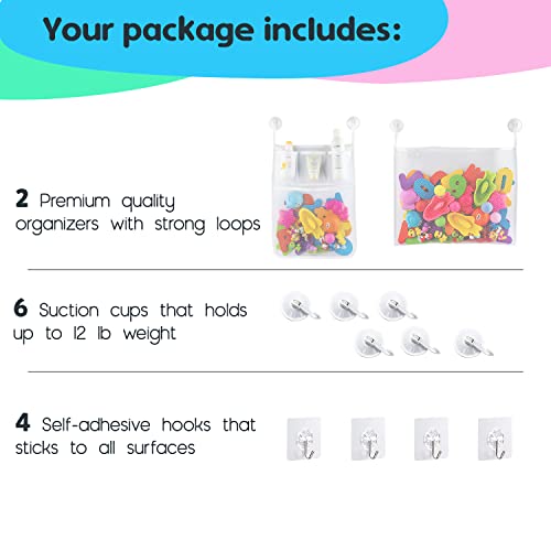 Mesh Bath Toy Organizer Set with Hooks