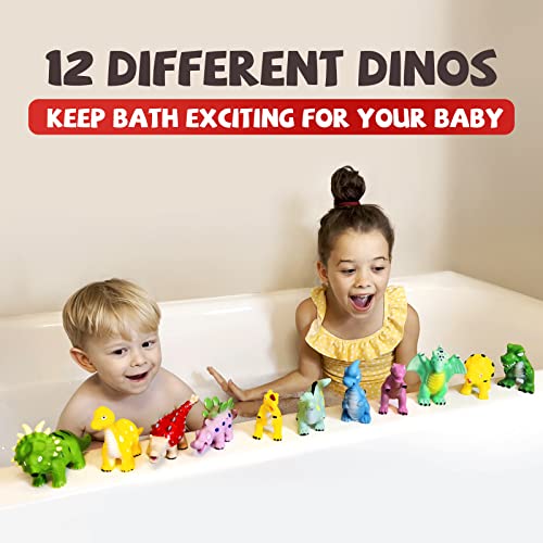 12 PCS Mold Free Baby Dinosaur Bath Toys