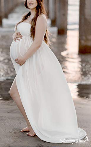 White Off Shoulder Maternity Dress for Photoshoot