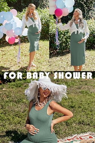 Ekouaer Maternity Dress Mint Green Medium Sleeveless