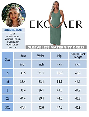 Ekouaer Maternity Dress Mint Green Medium Sleeveless