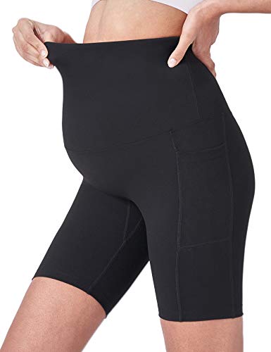 Black Maternity Yoga Shorts for Bump and Workout