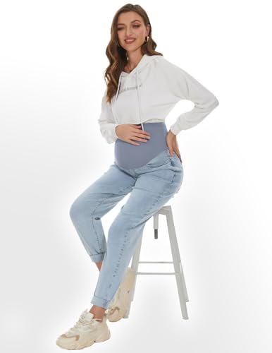 POSHGLAM Women's Maternity Boyfriend Jeans Denim Pants