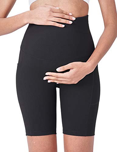 Black Maternity Yoga Shorts for Bump and Workout