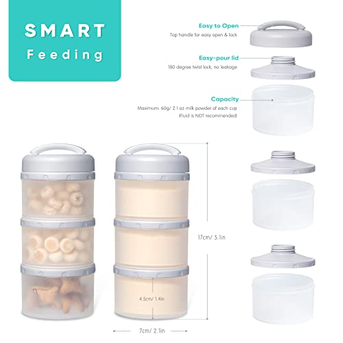 Termichy Stackable Formula Dispenser, Portable Milk Powder Container